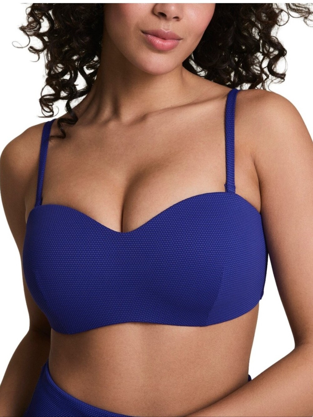 Spanx® Womens  Pique Bandeau Bikini Top Deep Azure